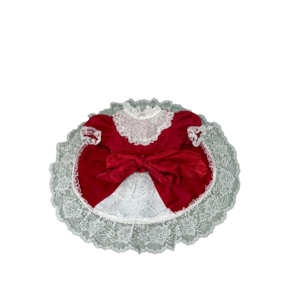 Vintage Andi-n-Me by Joanie G Red Velvet Lace Christmas Dress Toddler Girls 3T